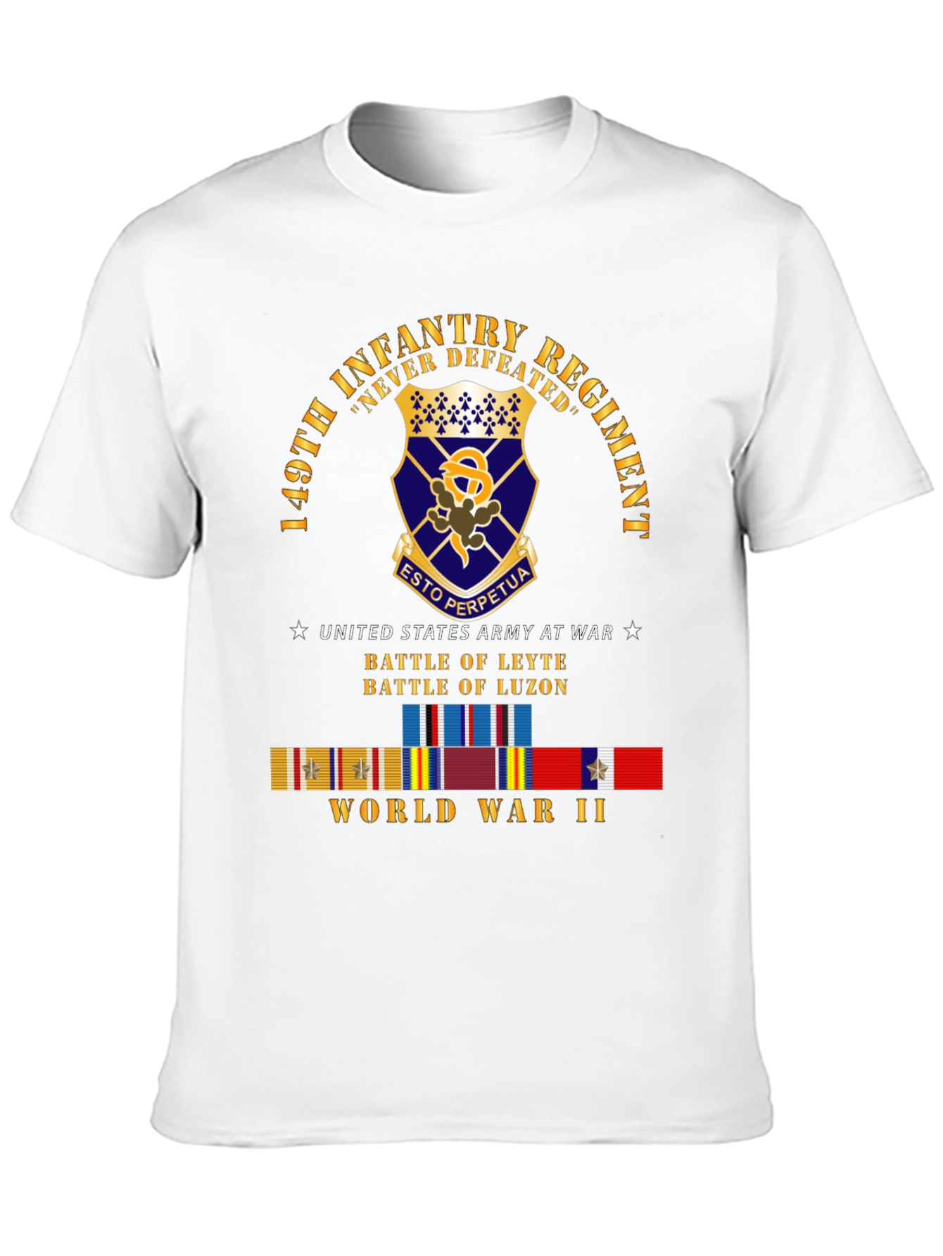 149th Infantry Regiment Never Defeated Black T-Shirt