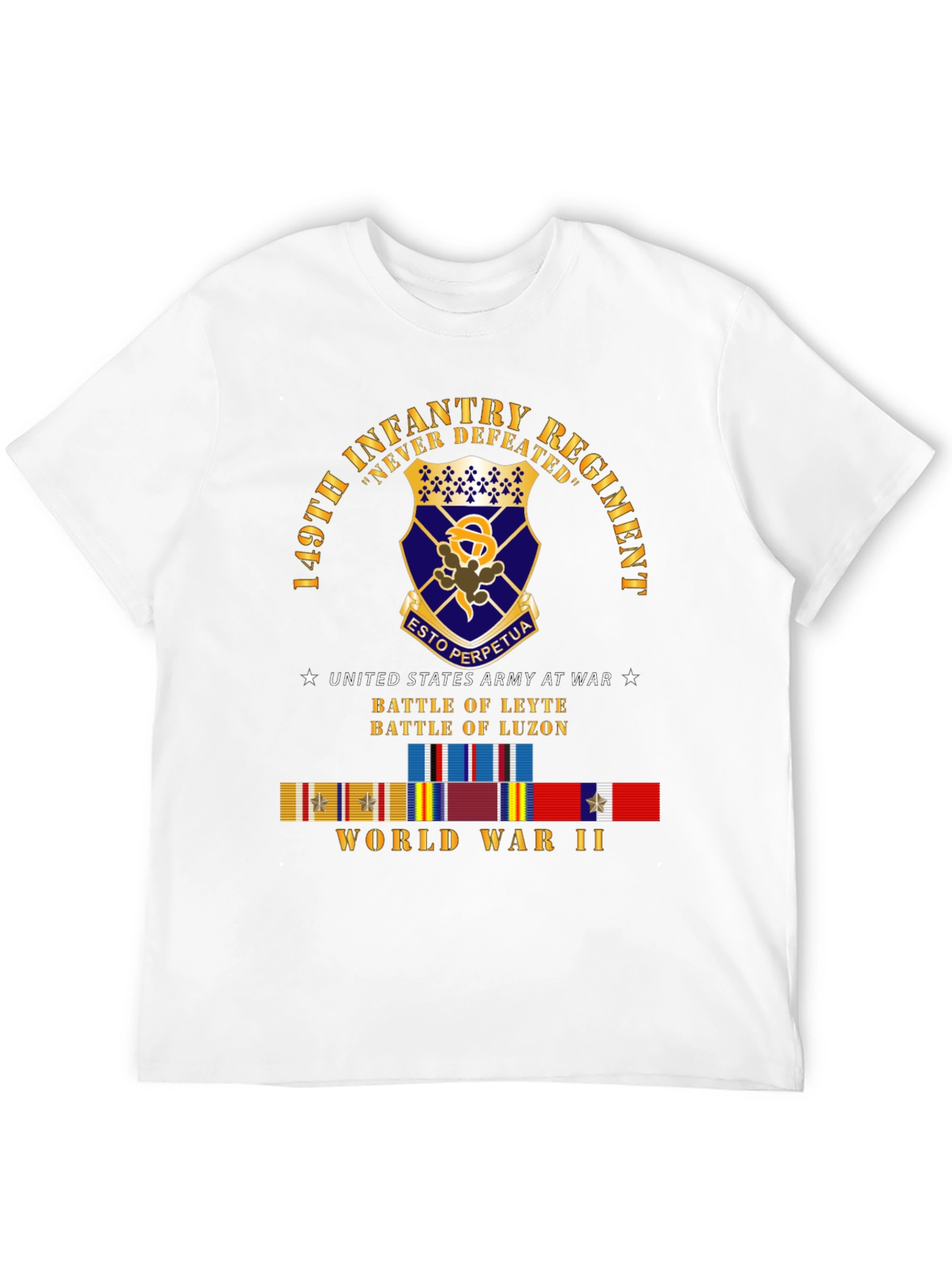 149th Infantry Regiment Never Defeated Black T-Shirt