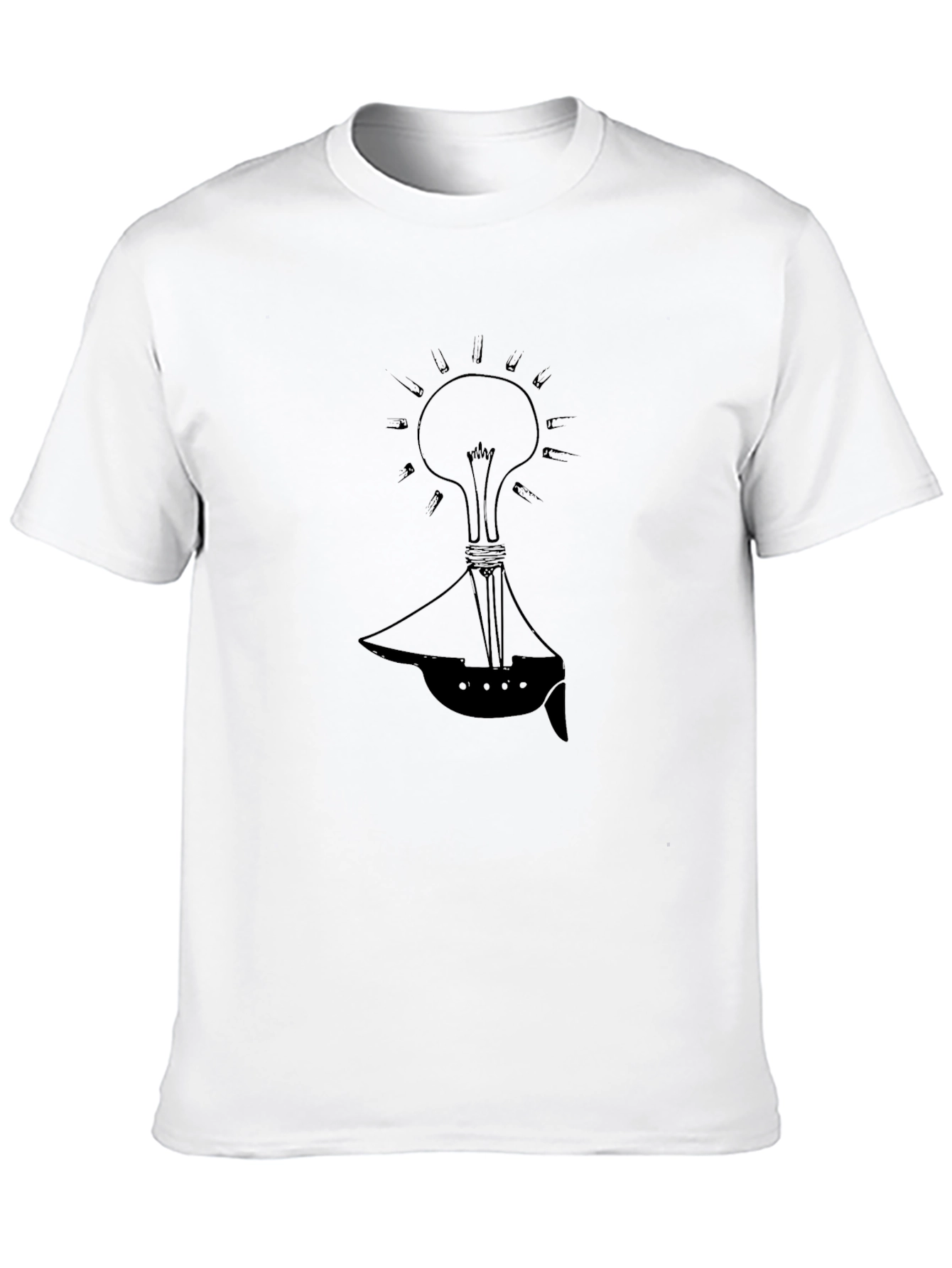 Conceptual Lightbulb Boat Black T-Shirt
