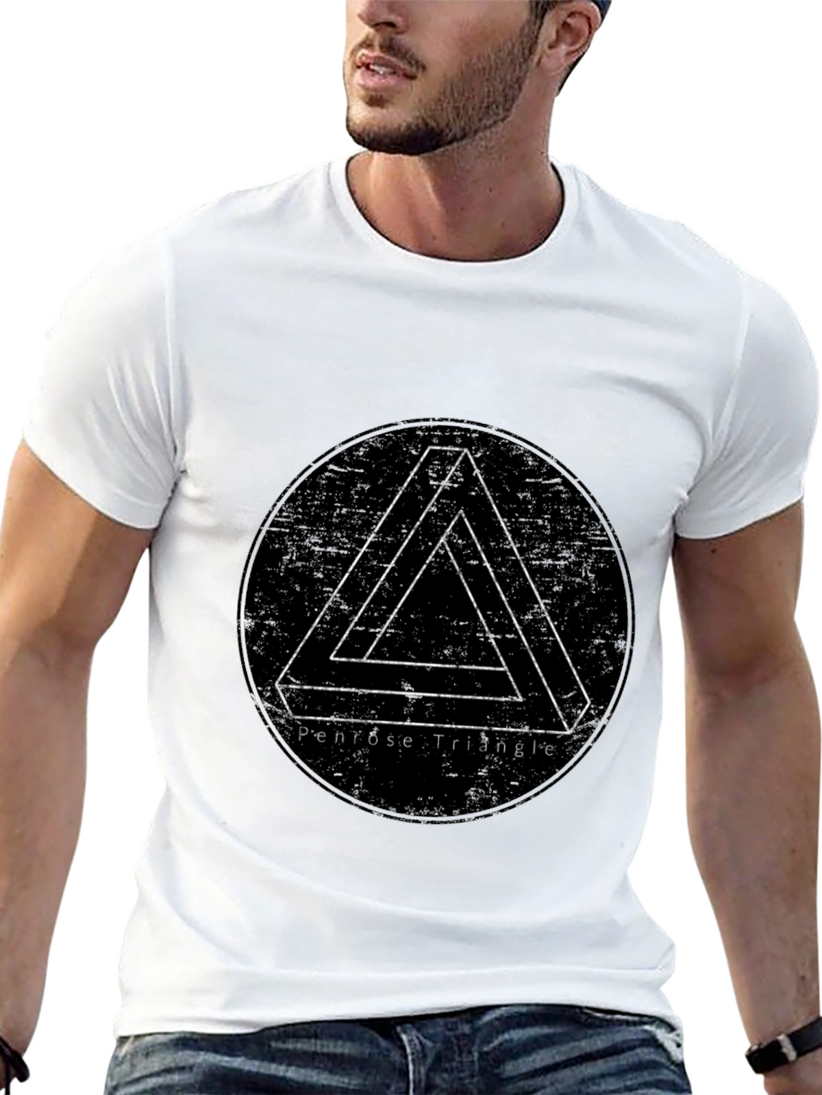 Penrose Triangle Illusion T-Shirt - Black