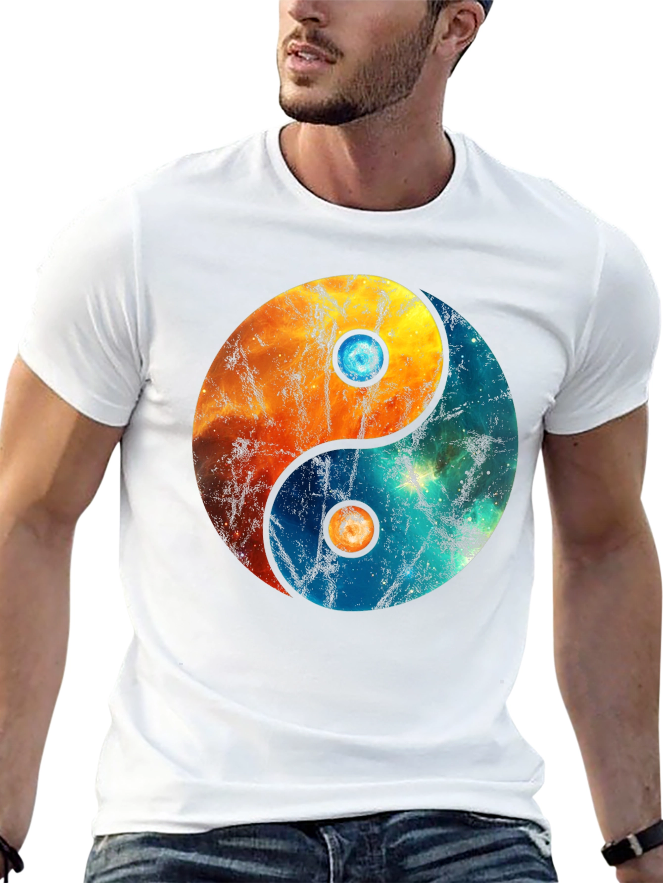 Yin Yang Galaxy Graphic Tee - Balance and Style