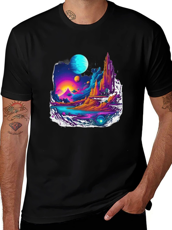 Vibrant Sci-Fi Landscape Graphic Tee