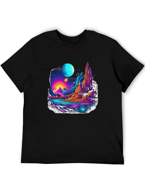 Vibrant Sci-Fi Landscape Graphic Tee