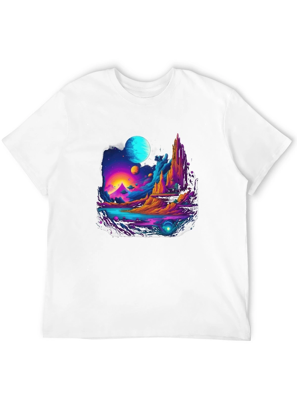 Vibrant Sci-Fi Landscape Graphic Tee