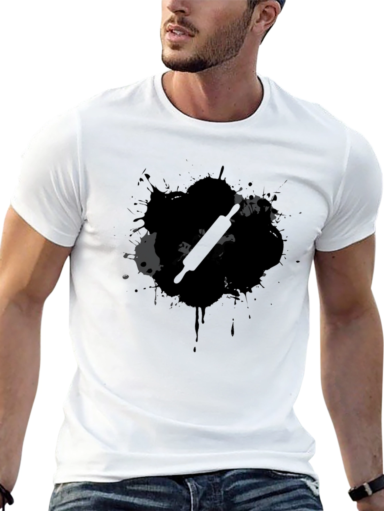 Chef Rolling Pin Graphic Black T-Shirt