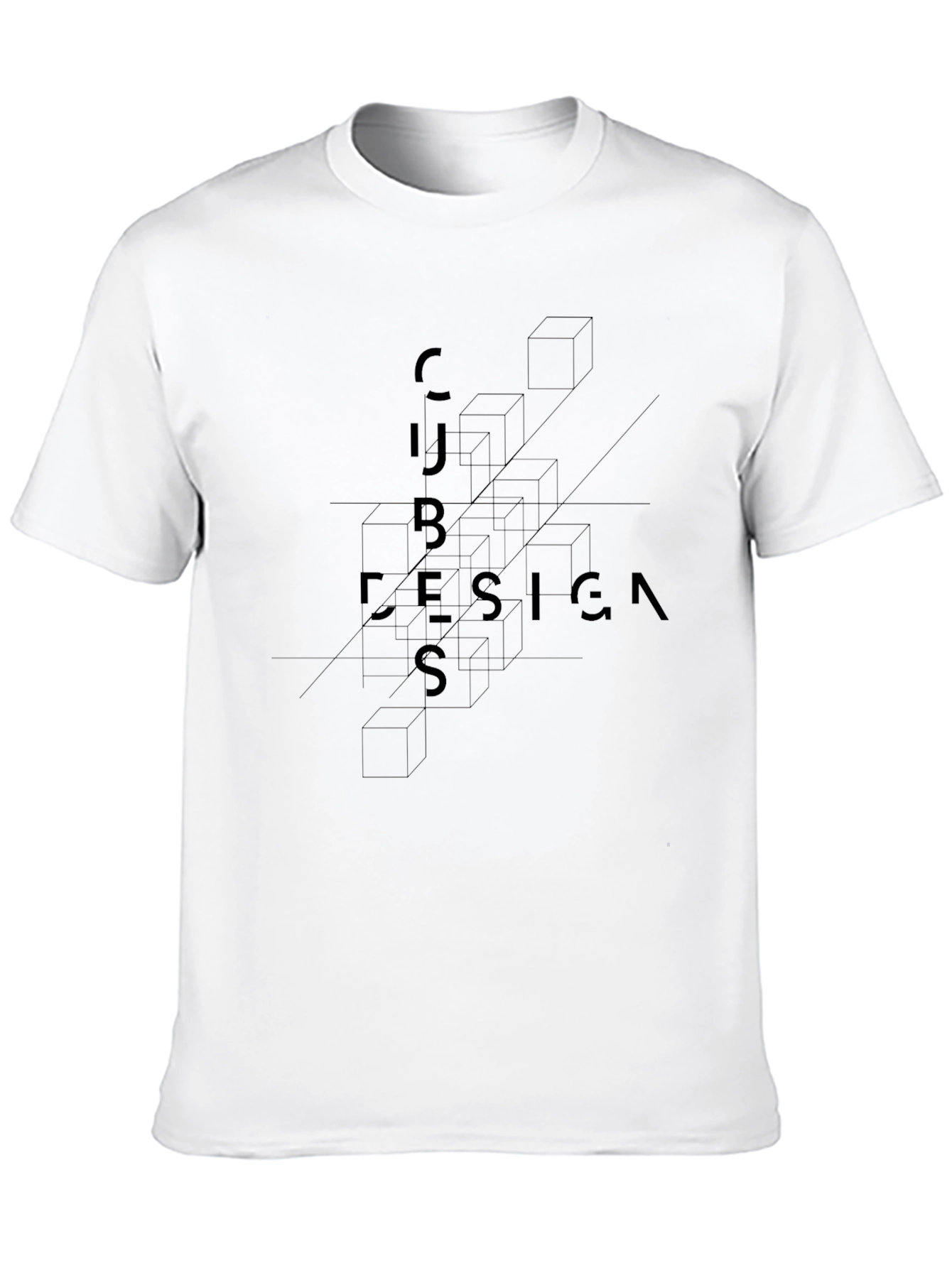 Geometric Cubes Design T-Shirt - Modern Art Tee