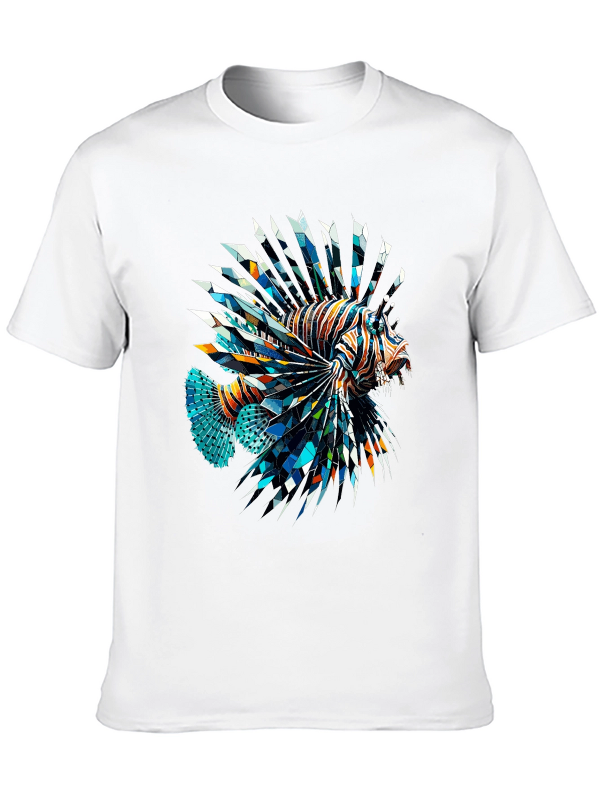 Geometric Lionfish Graphic Tee - Black