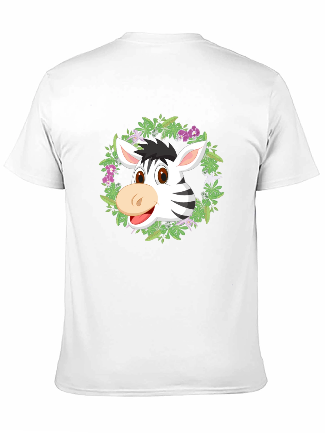 Zebra Head in Wreath Black T-Shirt
