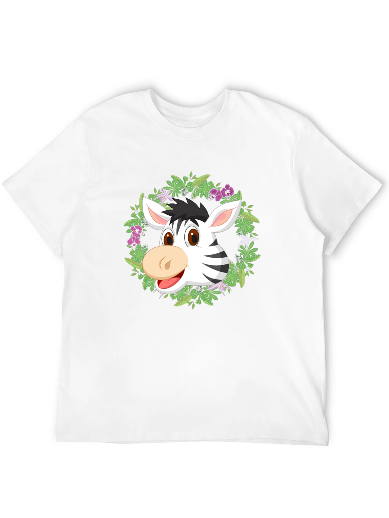 Zebra Head in Wreath Black T-Shirt