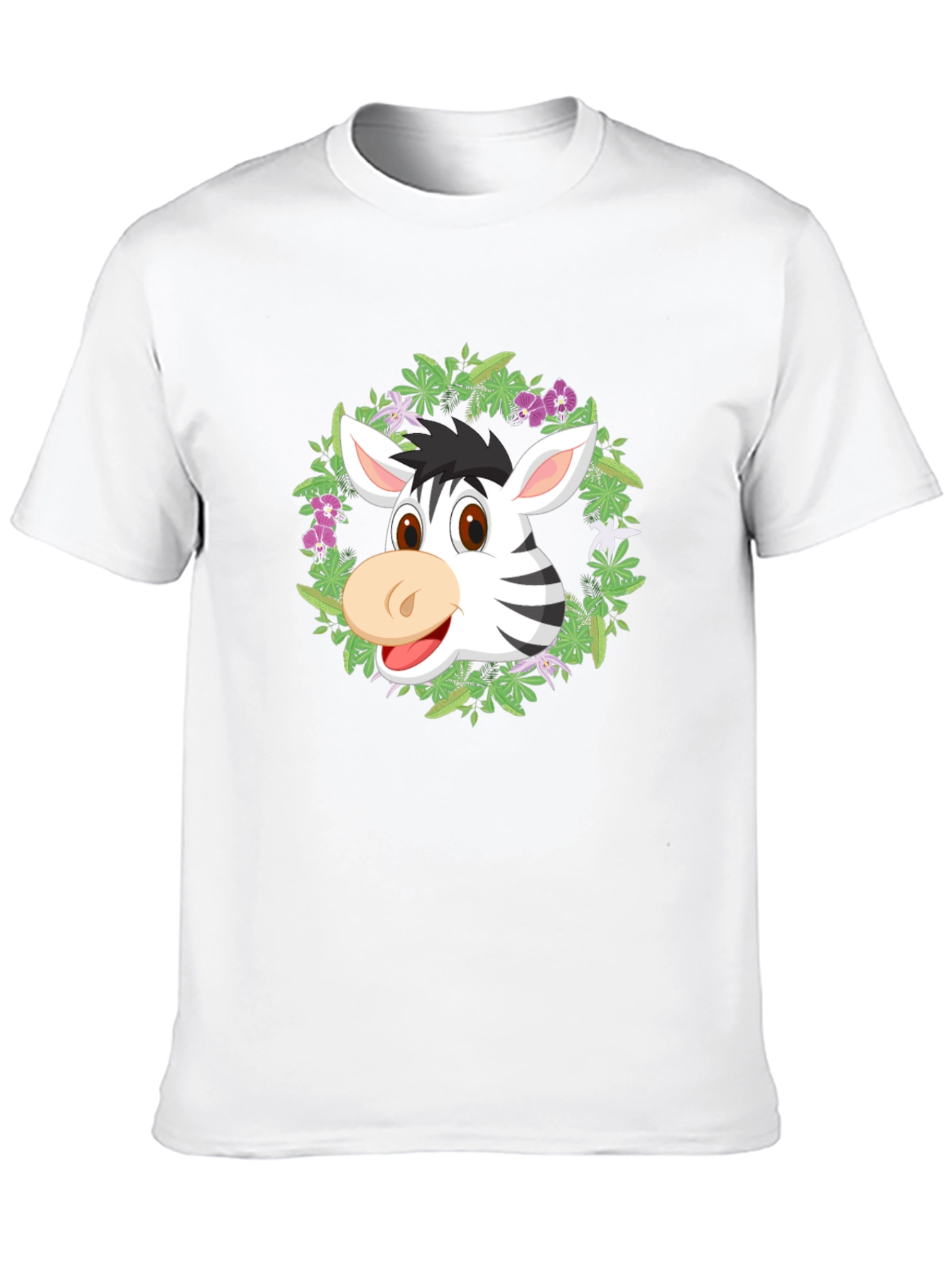 Zebra Head in Wreath Black T-Shirt