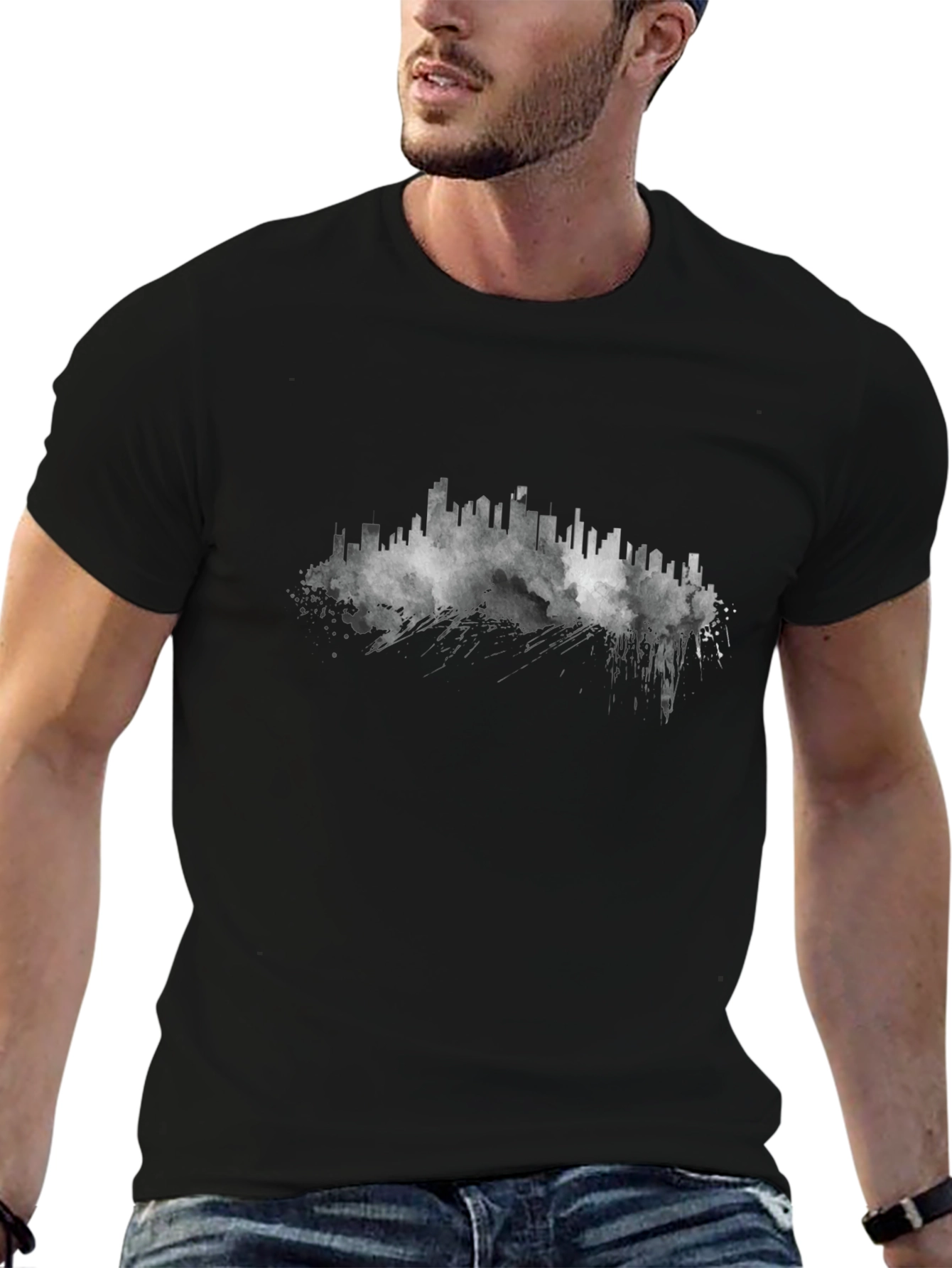 Abstract Cityscape Black T-Shirt