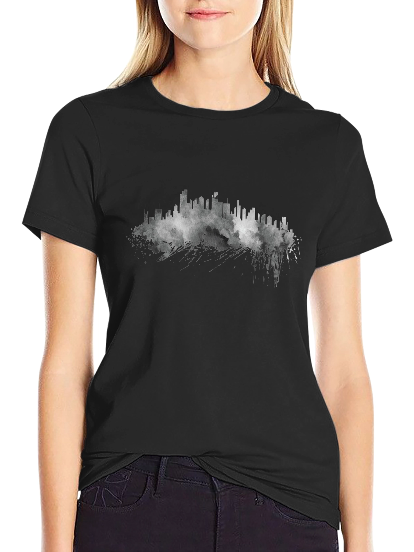 Abstract Cityscape Black T-Shirt