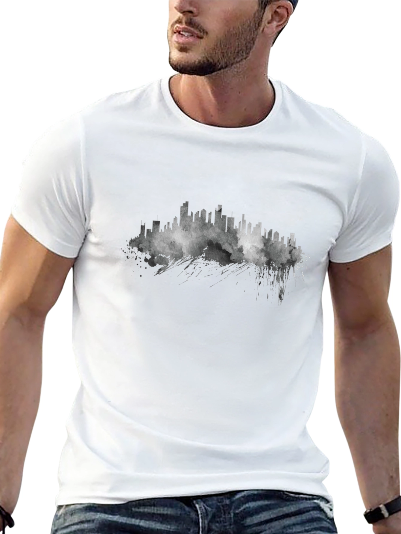 Abstract Cityscape Black T-Shirt