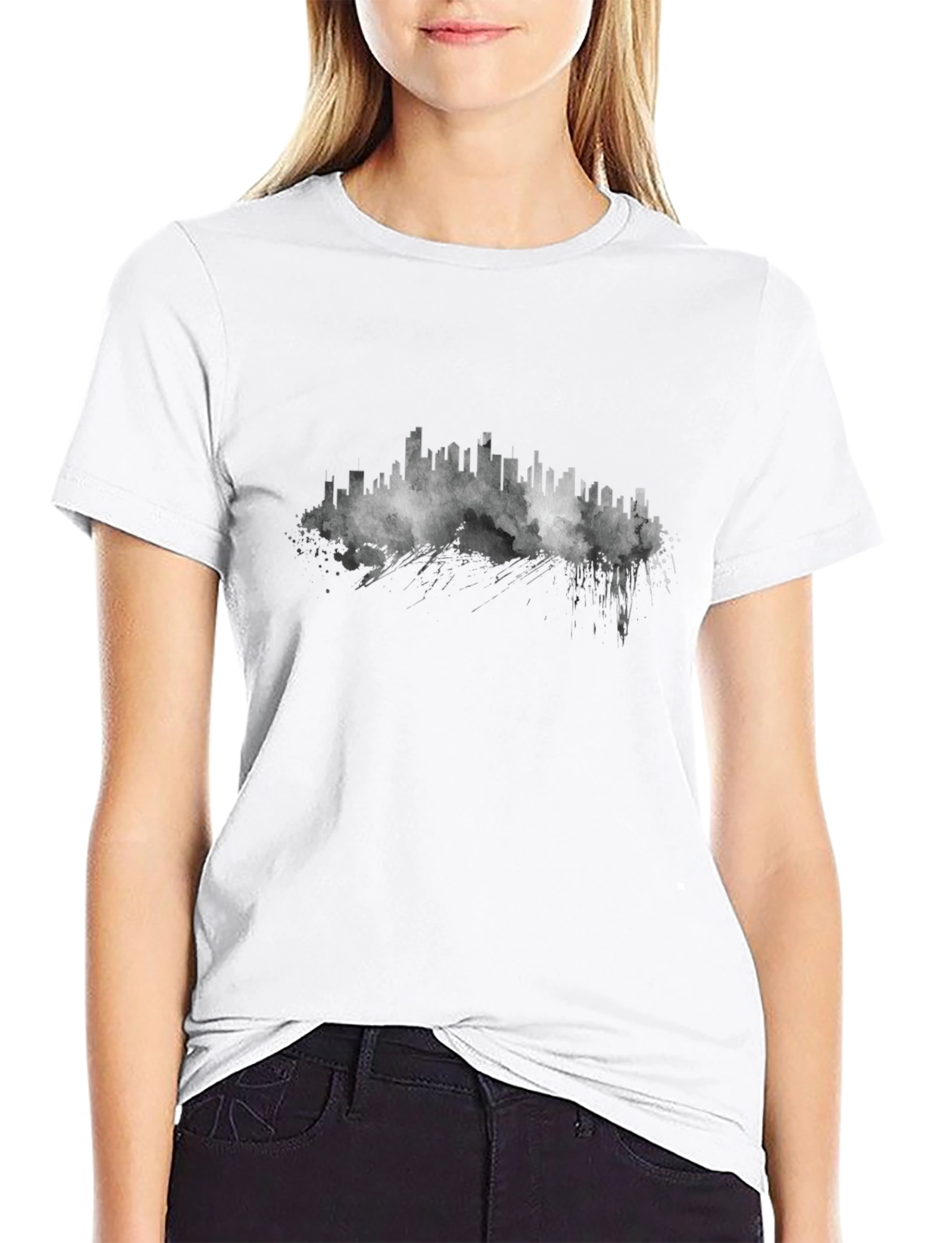 Abstract Cityscape Black T-Shirt