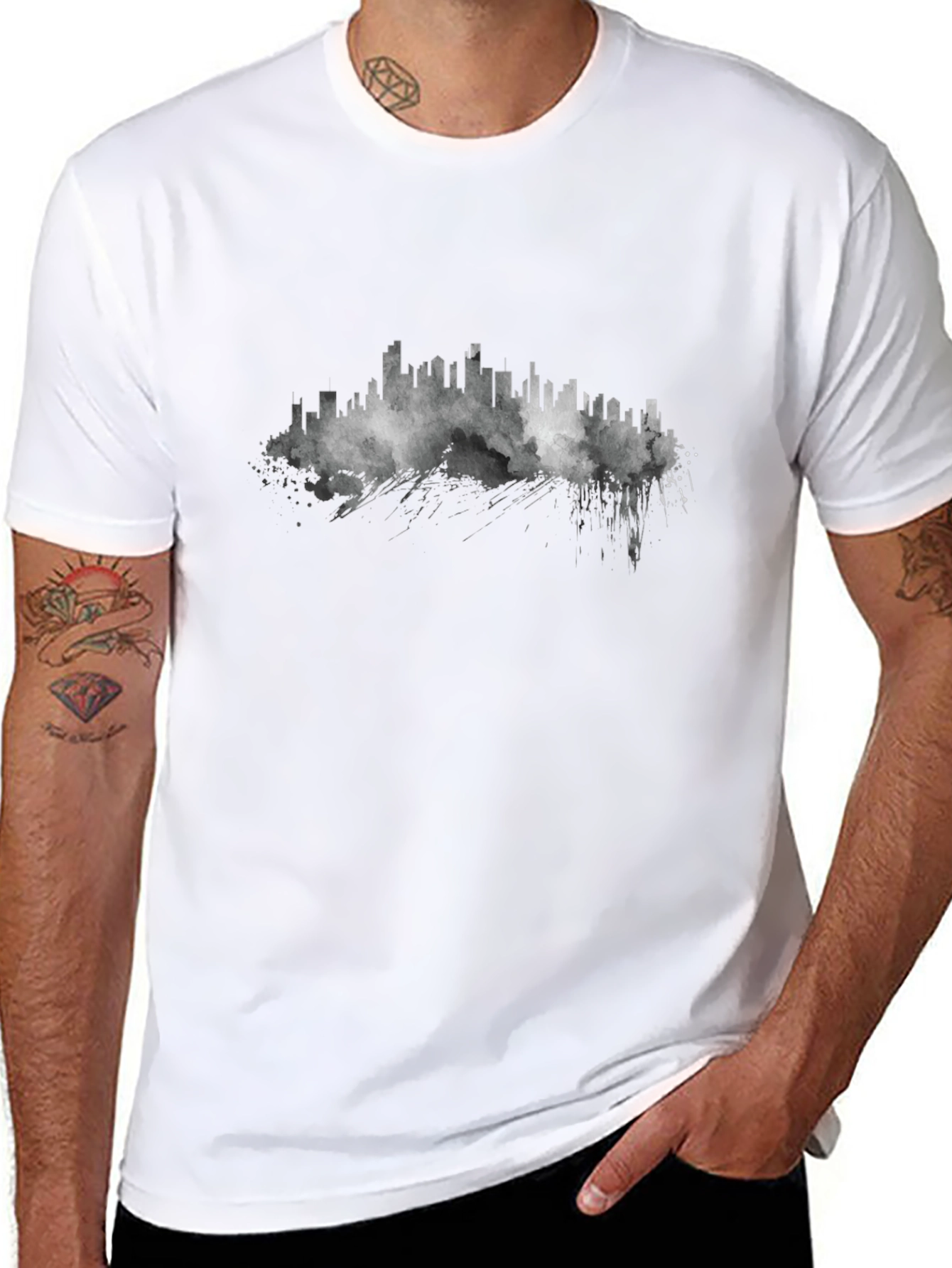 Abstract Cityscape Black T-Shirt
