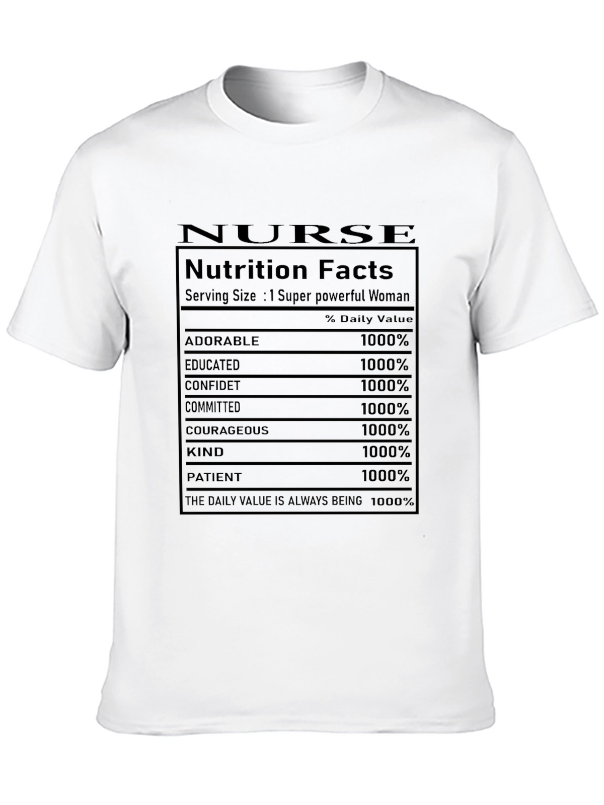 Nurse Nutrition Facts Black Graphic T-Shirt