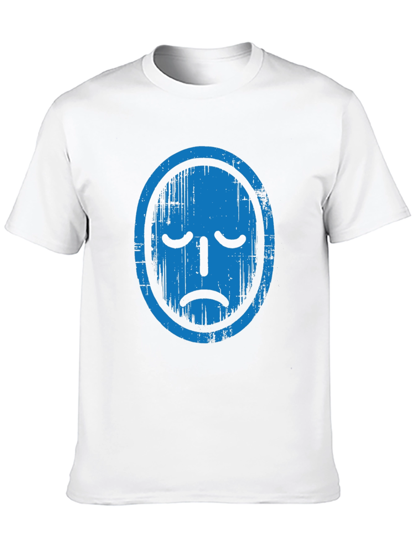 Distressed Blue Face Graphic Black T-Shirt