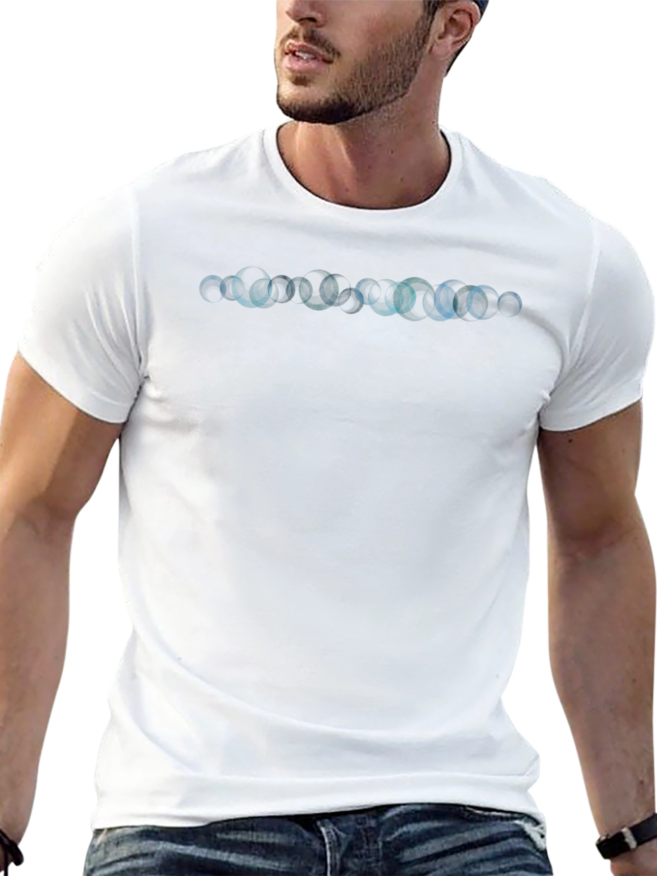 Abstract Circle Design Black T-Shirt