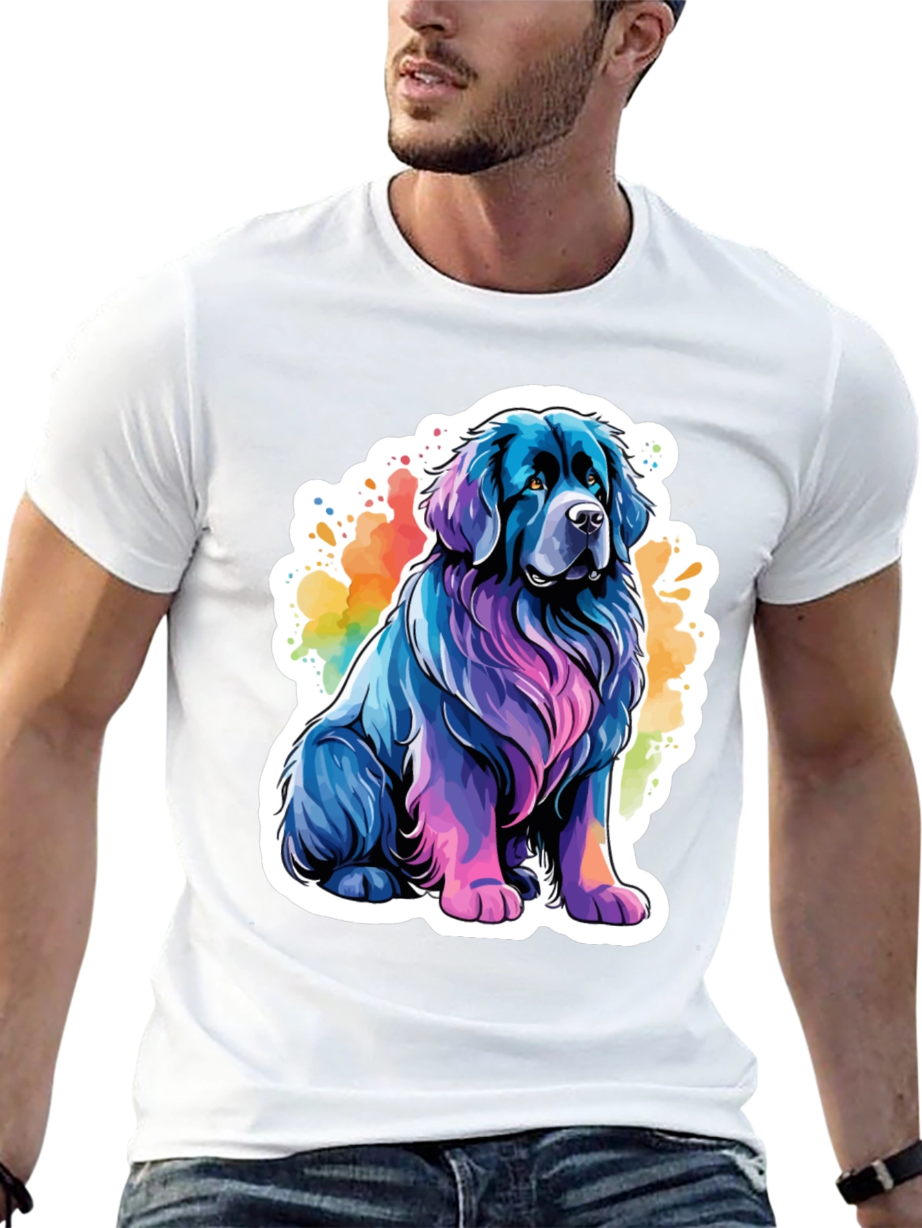 Colorful Dog Graphic T-Shirt