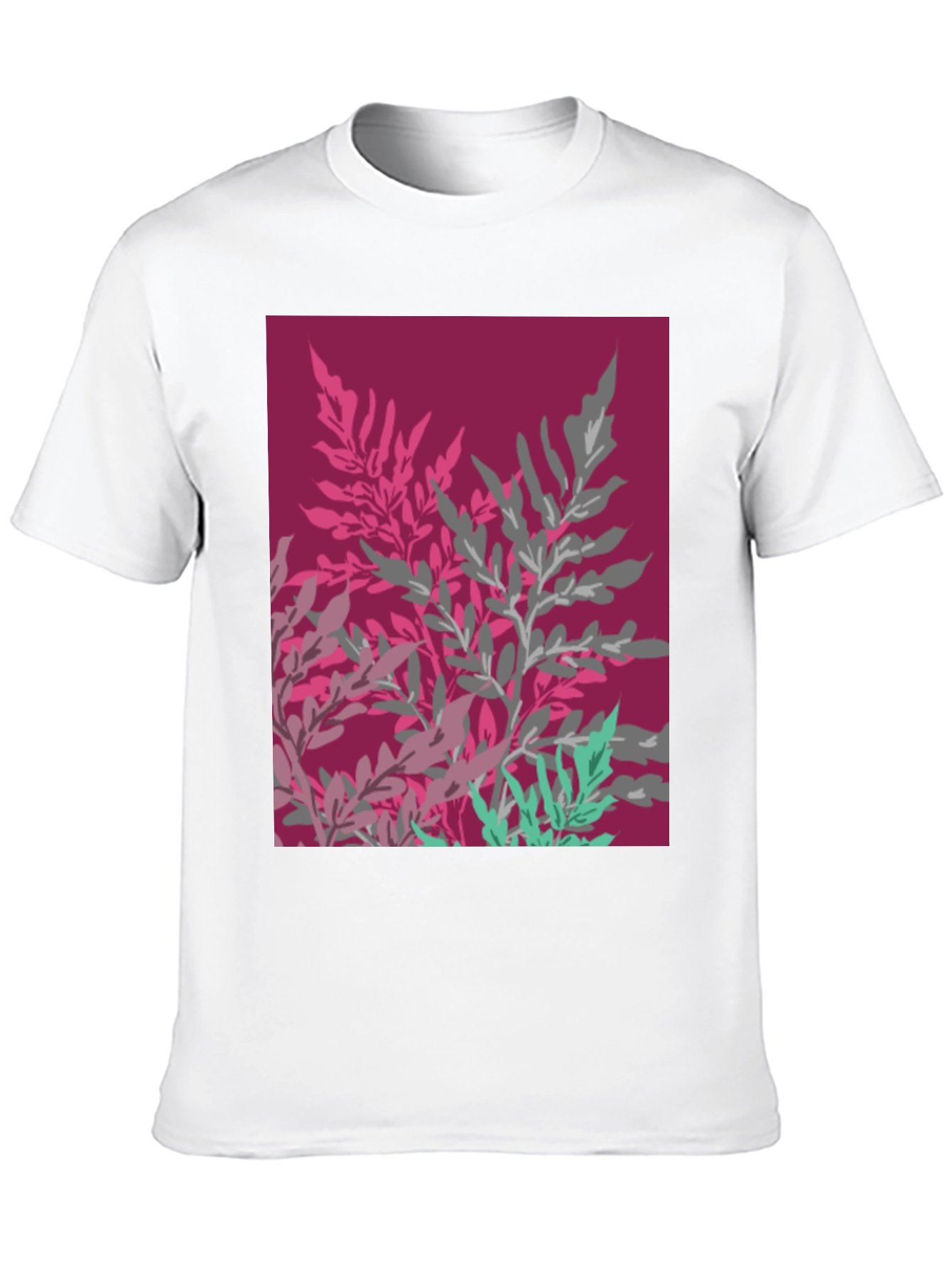 Abstract Floral Print Black Cotton Tee