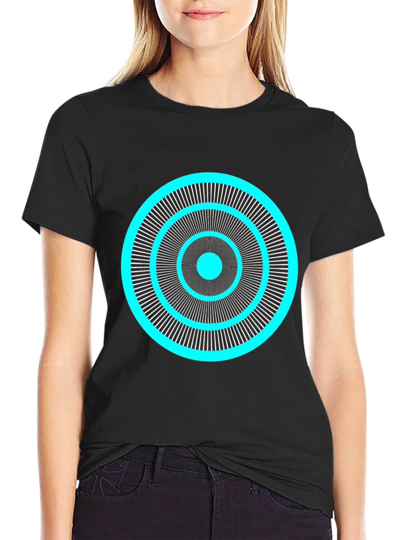 Abstract Circle Graphic Tee - Black