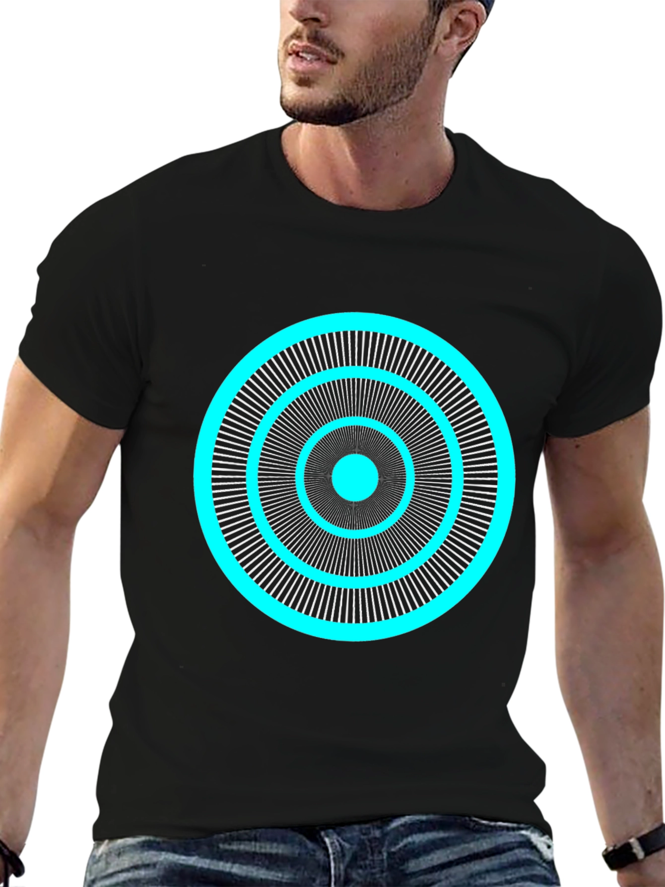 Abstract Circle Graphic Tee - Black