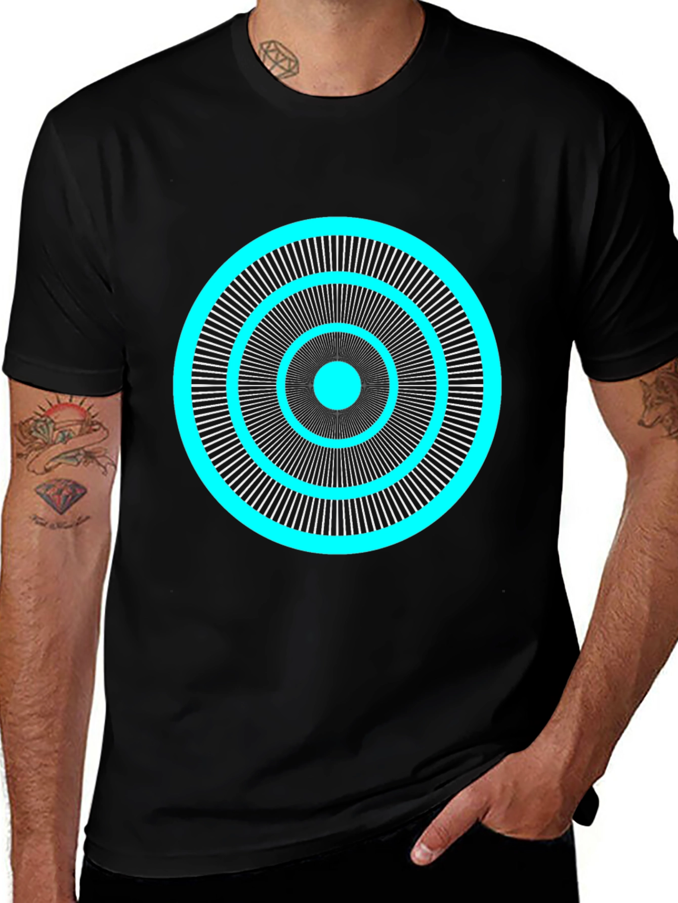 Abstract Circle Graphic Tee - Black