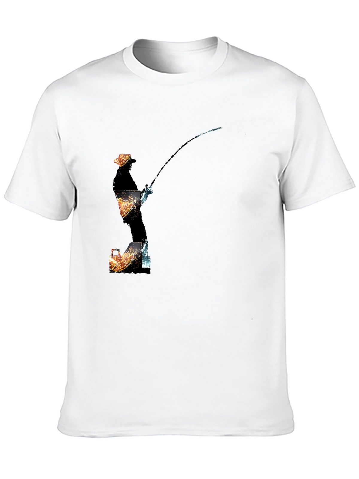 Fisherman Graphic Print Black T-Shirt