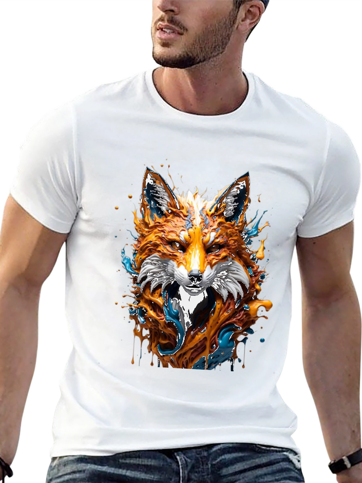 Fox Art Graphic Black T-Shirt - Unique Design