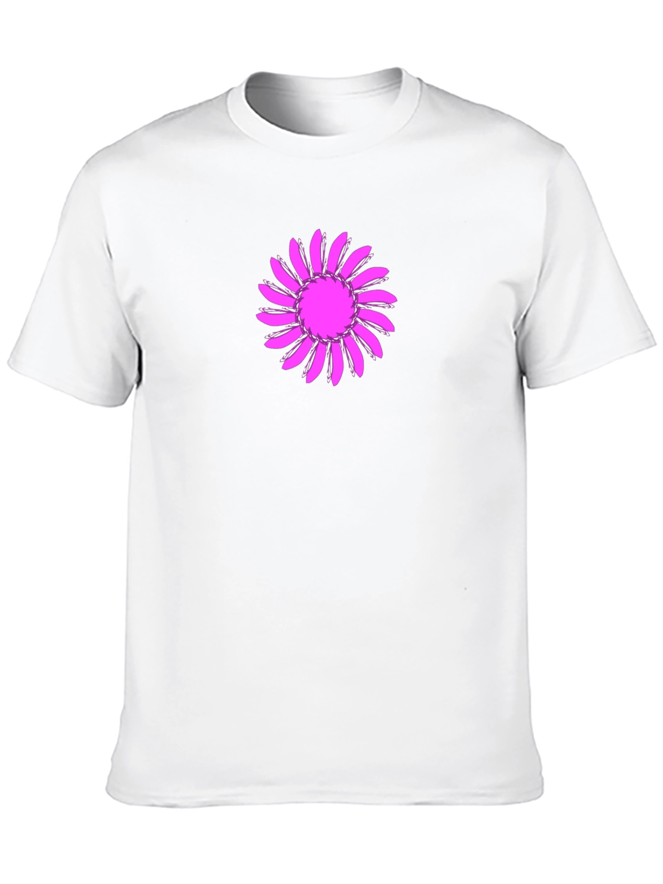 Black T-Shirt with Pink Floral Design