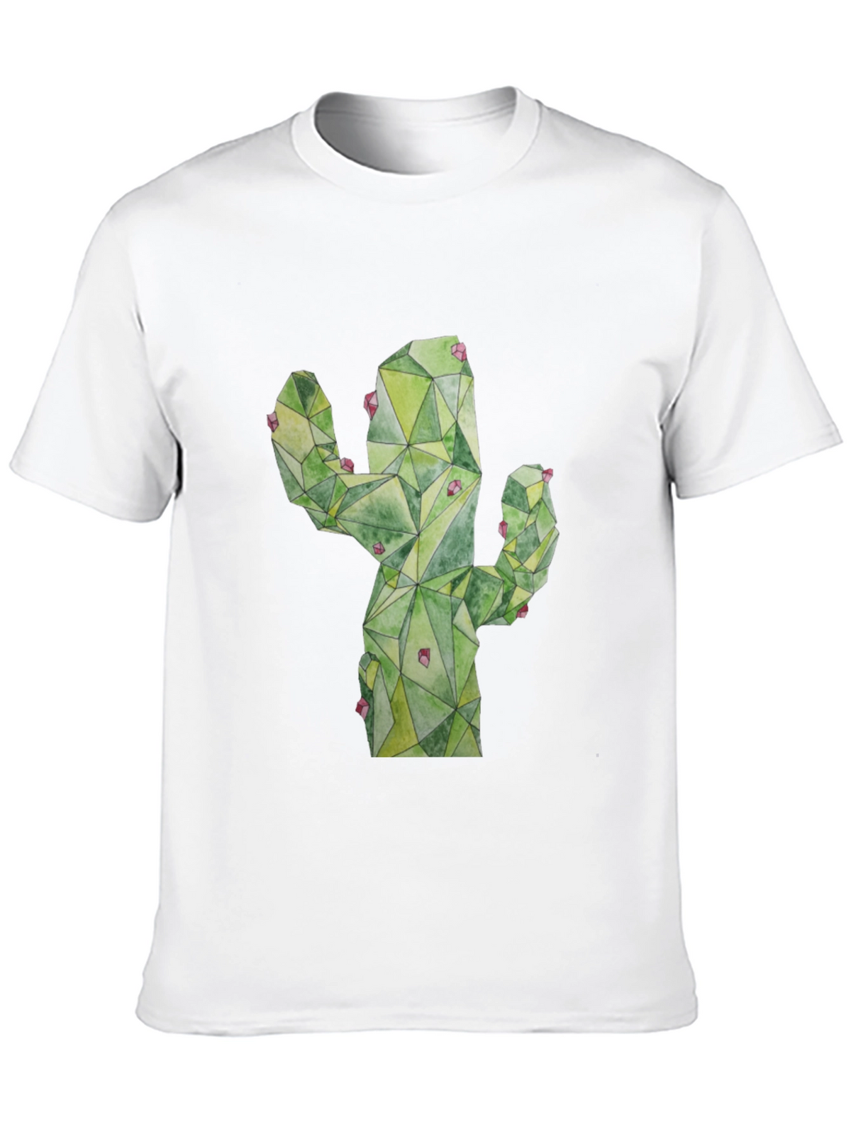Geometric Cactus Print Black T-Shirt