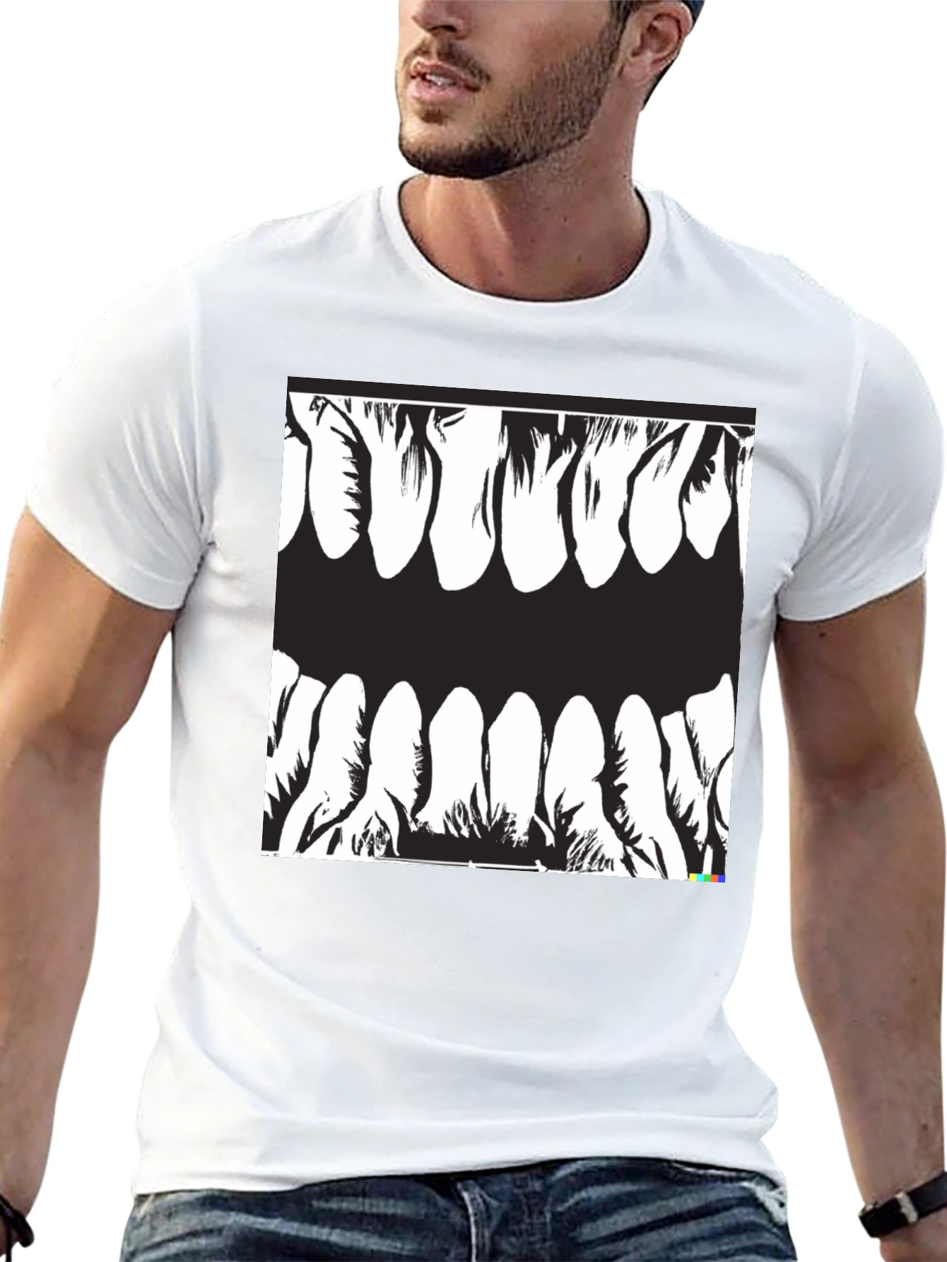 Monster Teeth Graphic Black T-Shirt