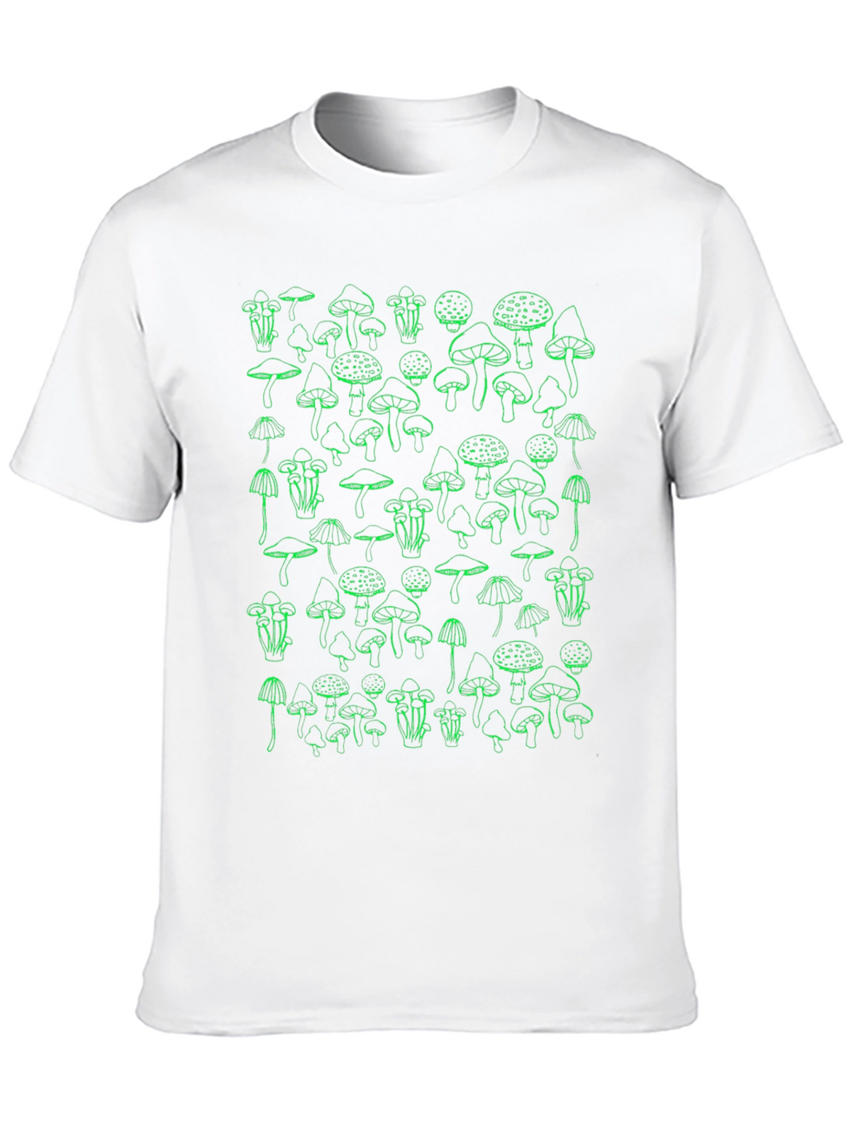 Mushroom Graphic T-Shirt - Green Print on Black