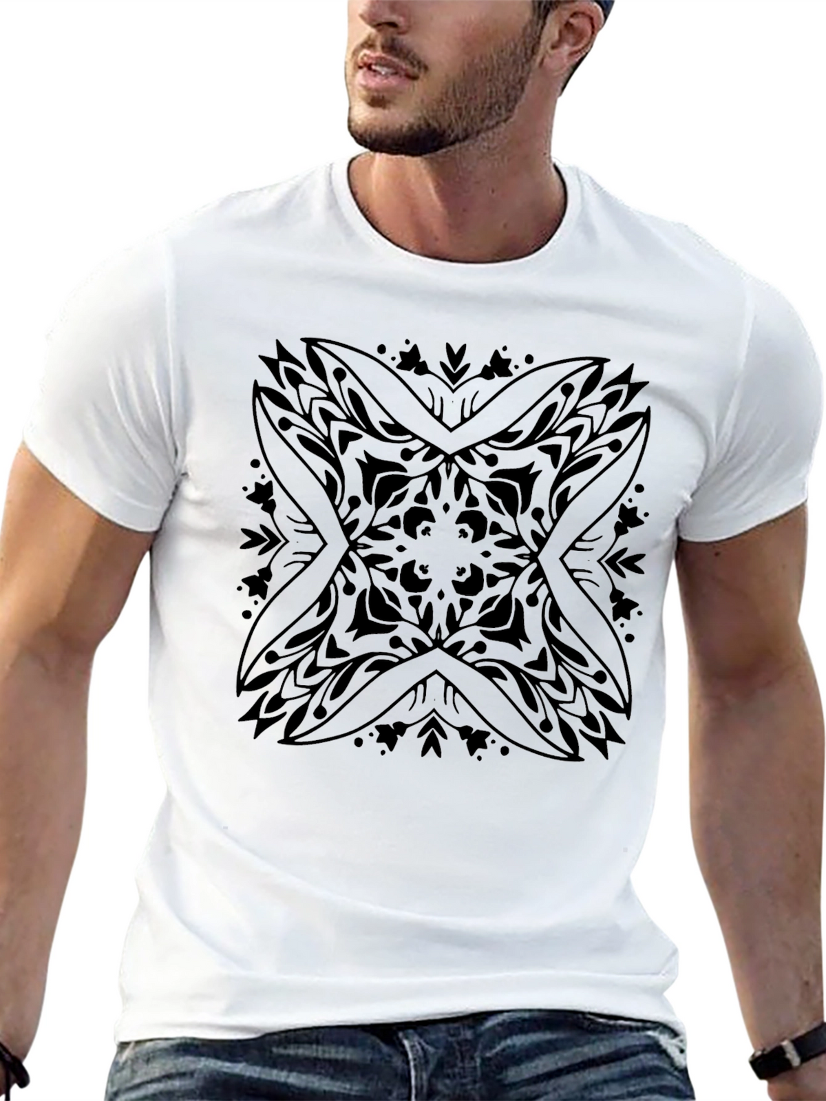 Black Mandala Graphic Tee - Modern Style