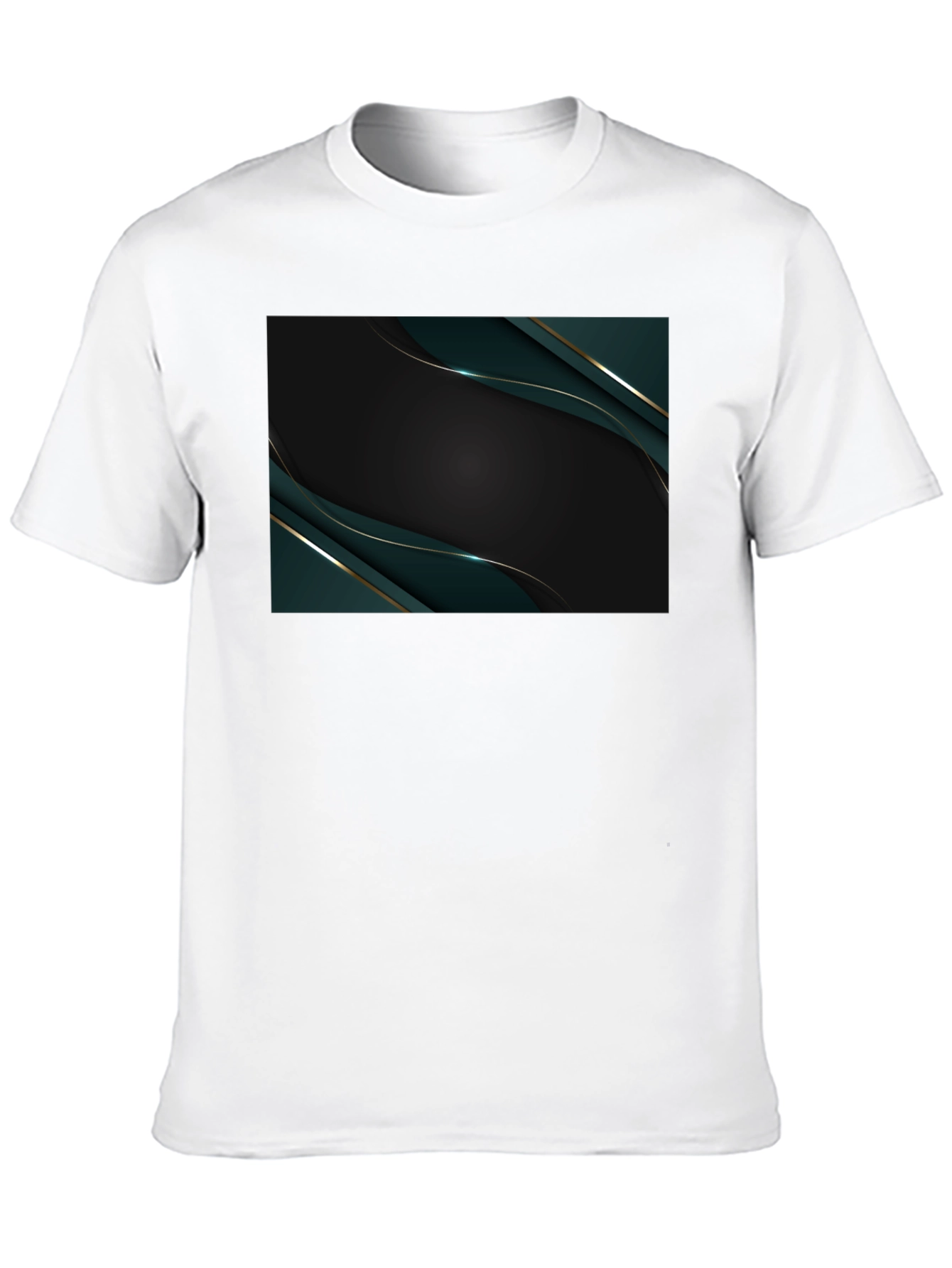 Sleek Black Tee with Abstract Emerald Design