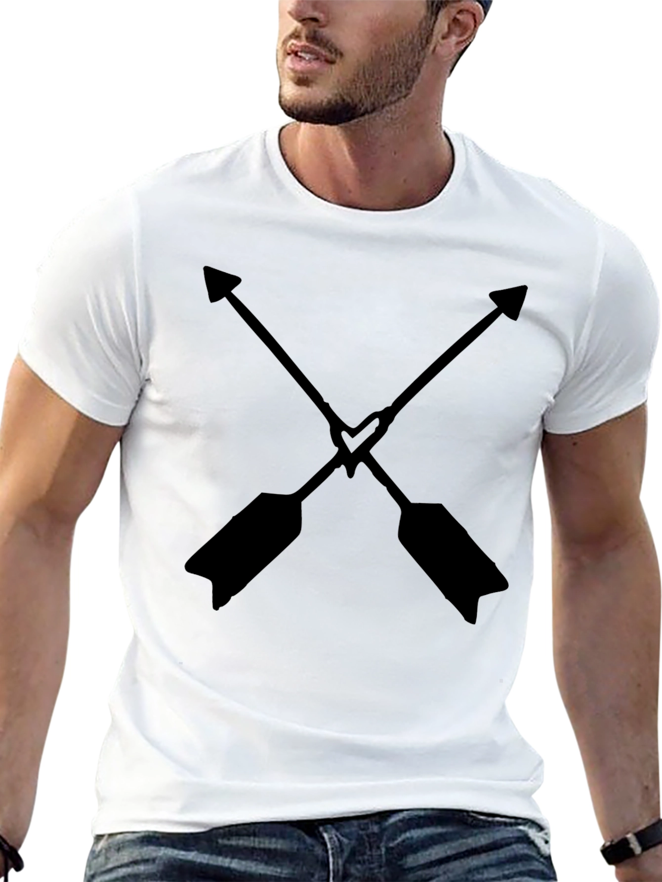 Crossed Arrows Heart T-Shirt - Black