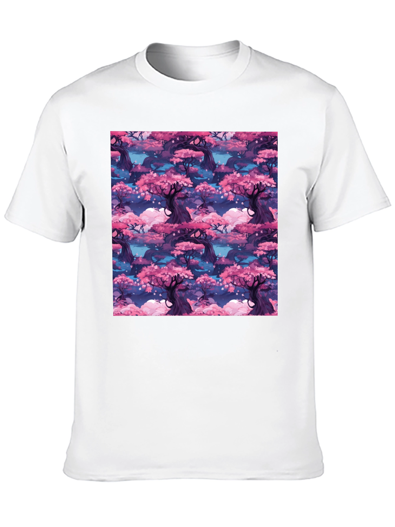 Sakura Forest Print Black T-Shirt