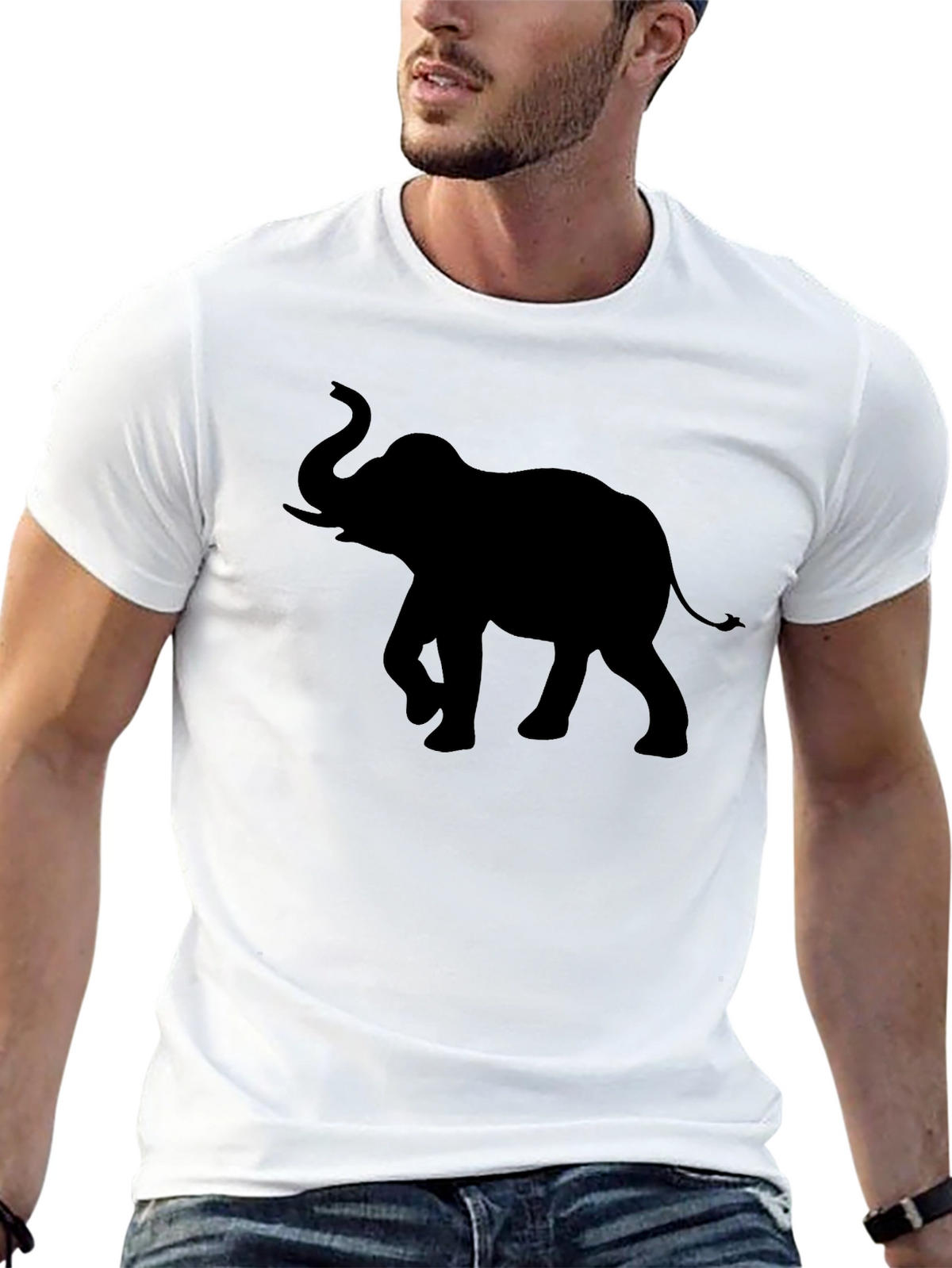 Elephant Silhouette Graphic Print Tee
