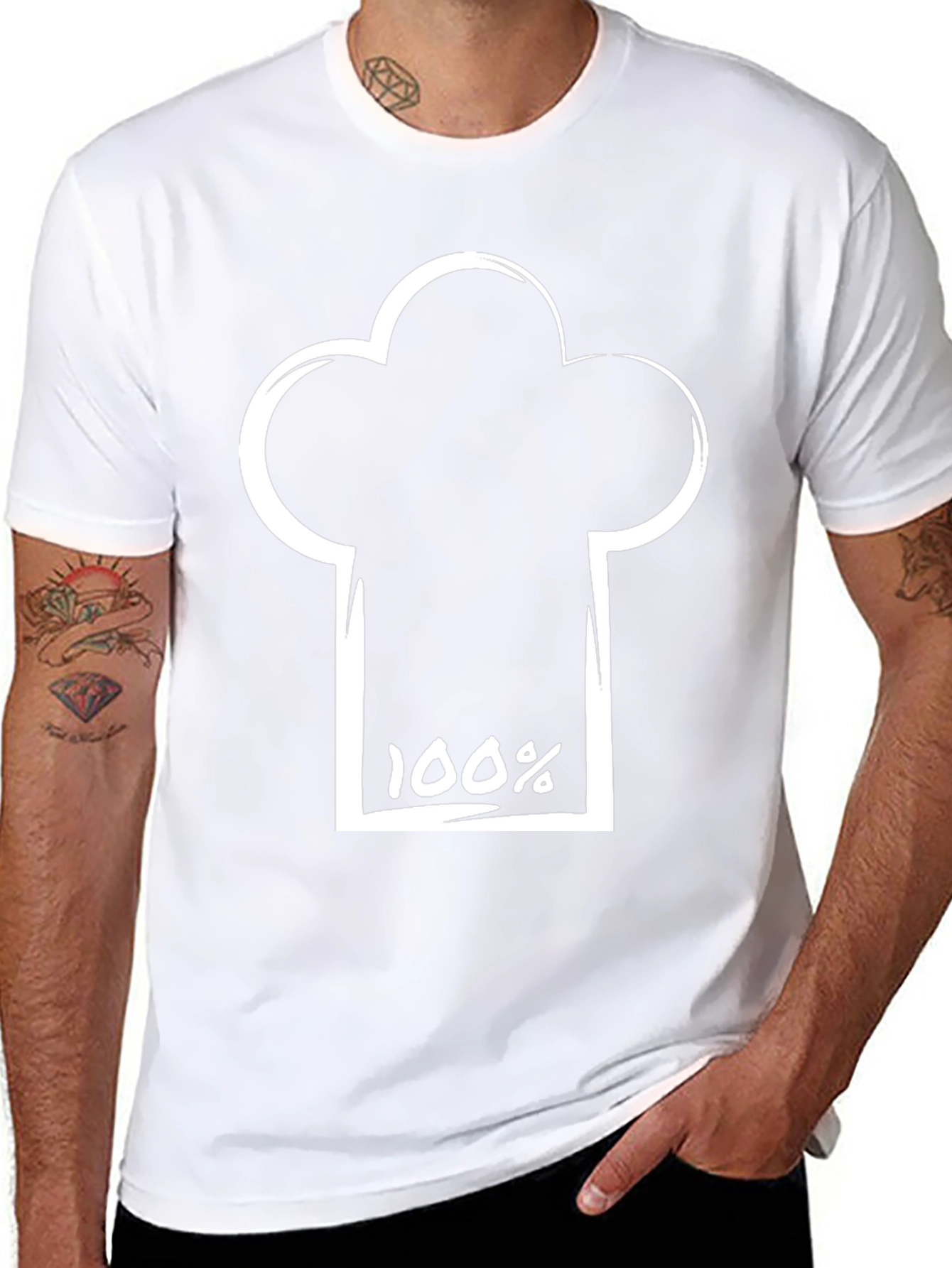 100% Chef Hat Graphic Black T-Shirt