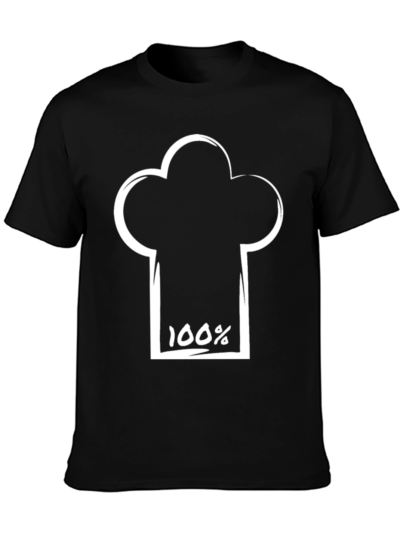 100% Chef Hat Graphic Black T-Shirt