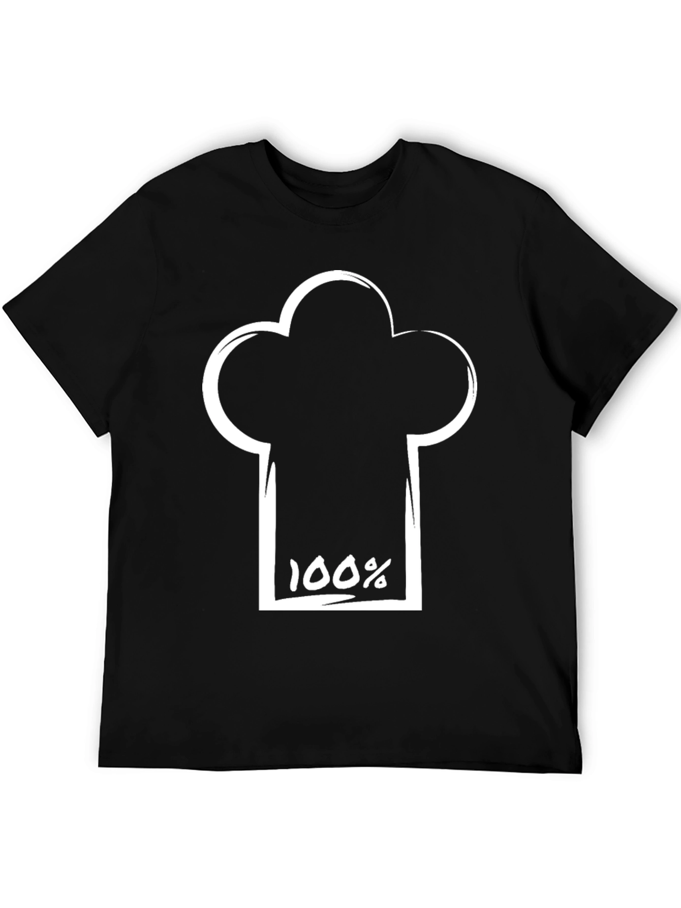 100% Chef Hat Graphic Black T-Shirt