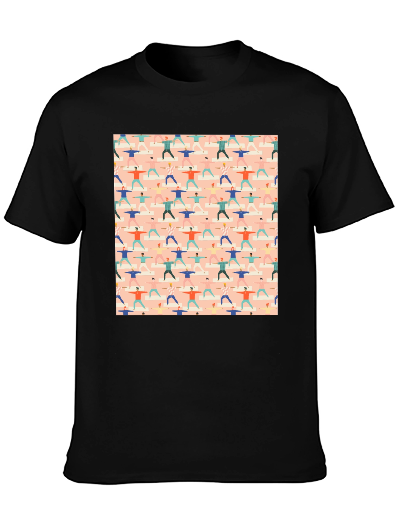 Yoga Pattern Graphic Tee - Black Cotton T-Shirt
