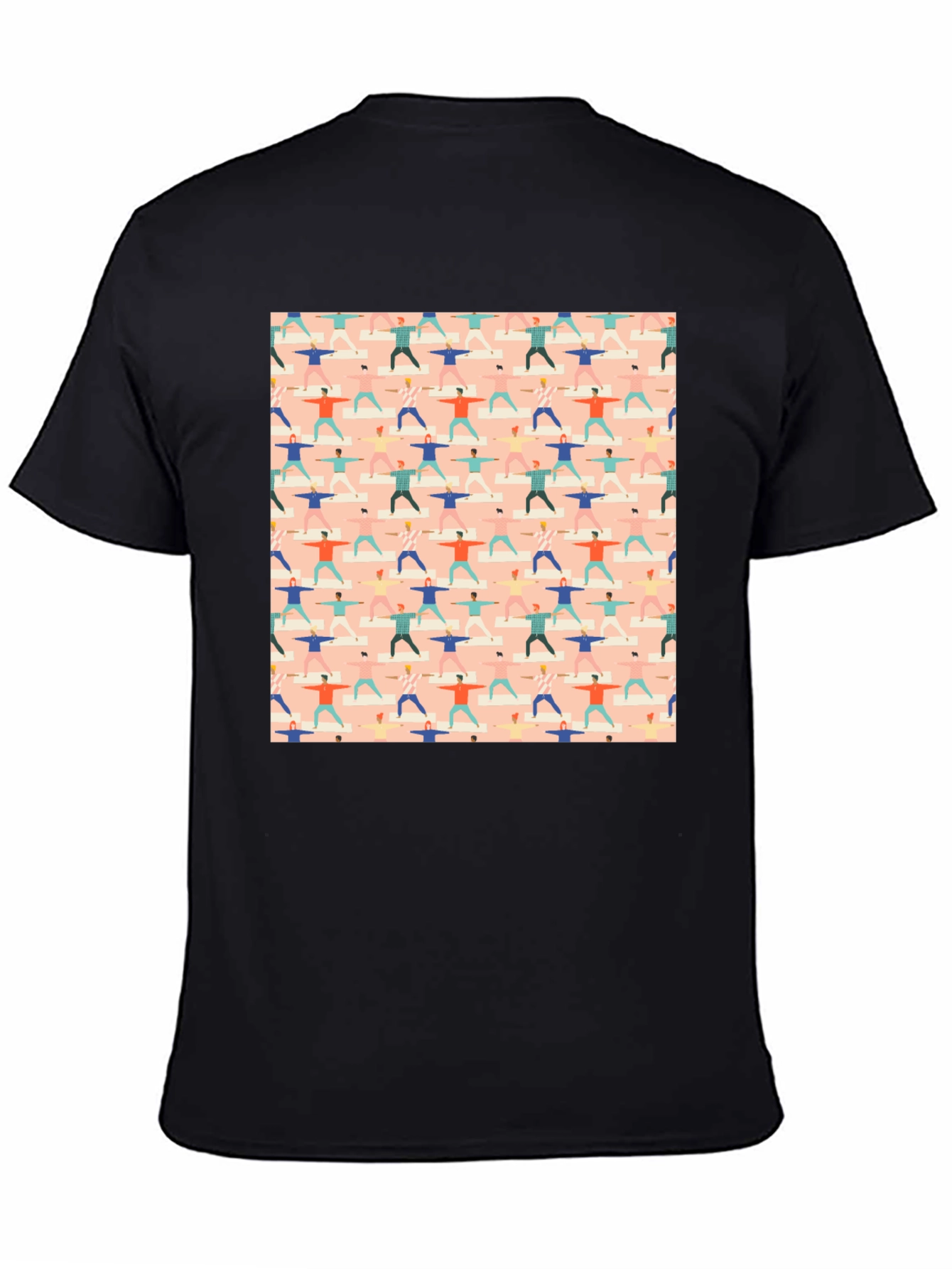 Yoga Pattern Graphic Tee - Black Cotton T-Shirt
