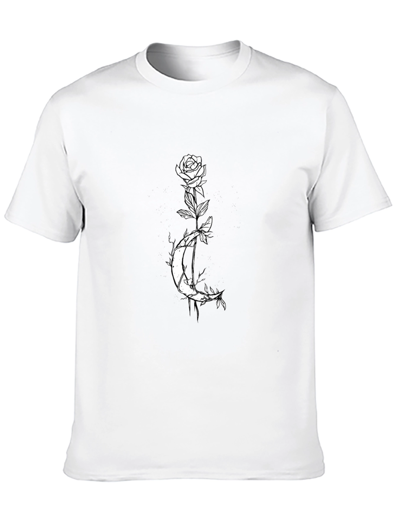 Rose and Moon Graphic Tee - Mens Black T-Shirt