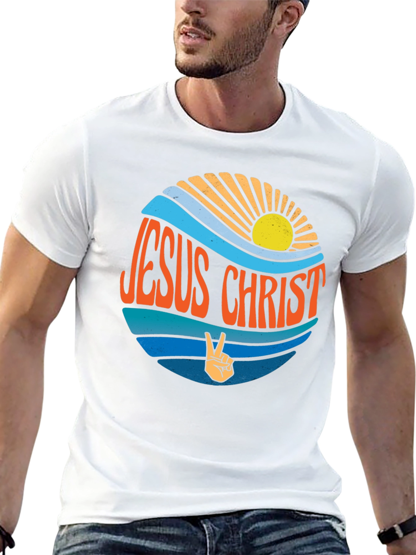 Jesus Christ Retro T-Shirt - Peace Sign