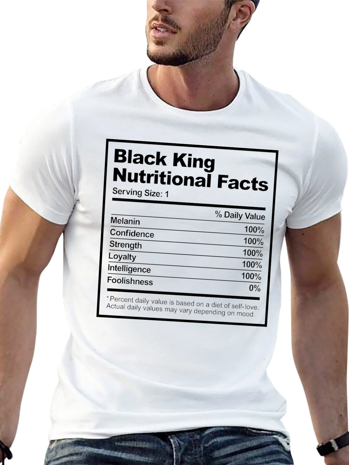 Black King Nutritional Facts Graphic T-Shirt