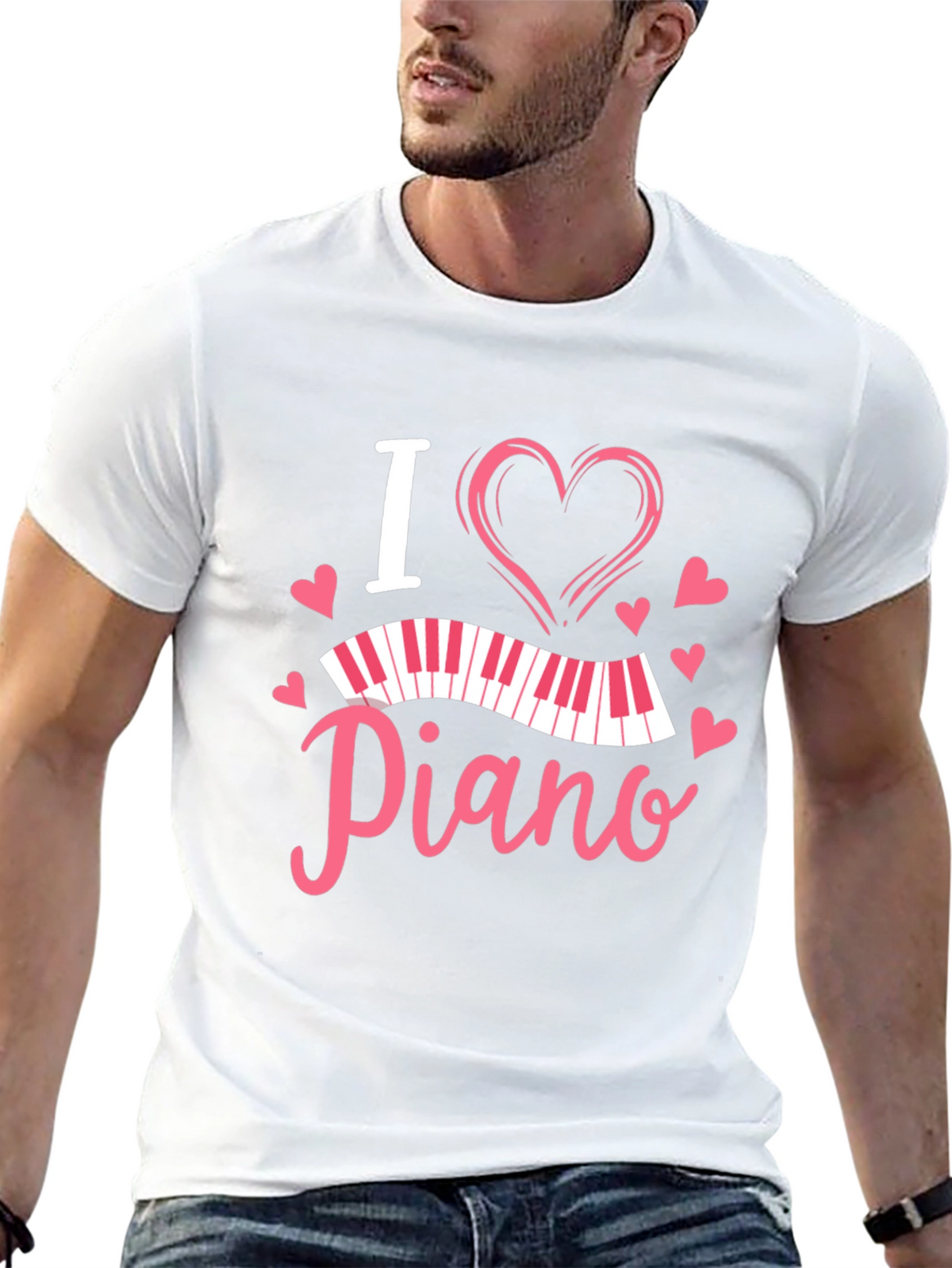 I Heart Piano Black T-Shirt