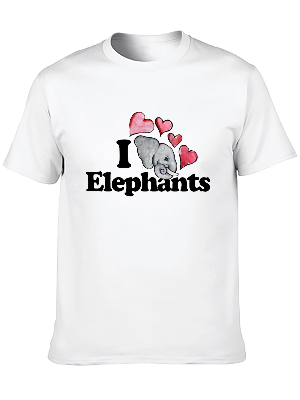 I Love Elephants Graphic T-Shirt - Black