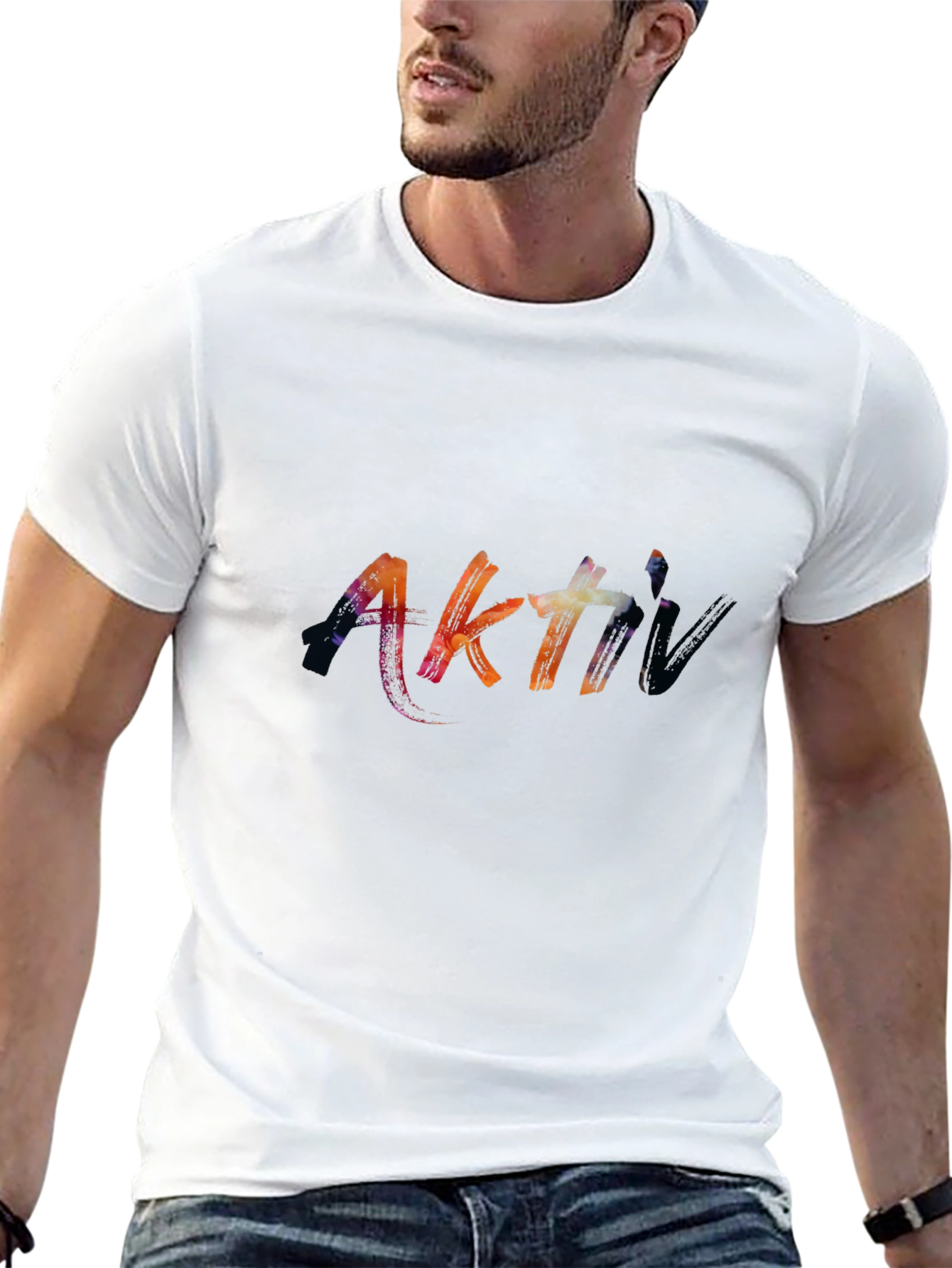Abstract Aktiv Graphic Print Black T-Shirt