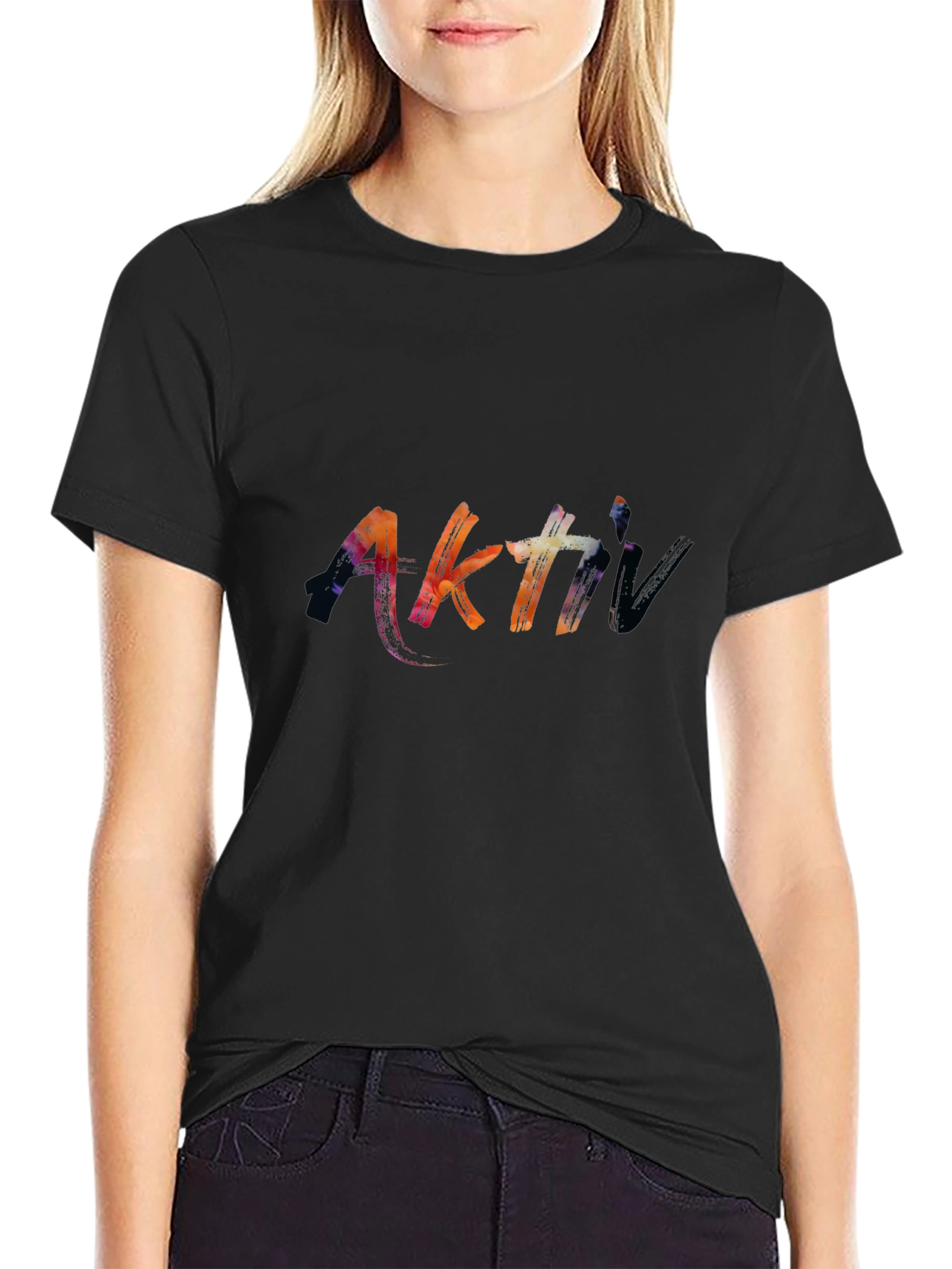 Abstract Aktiv Graphic Print Black T-Shirt
